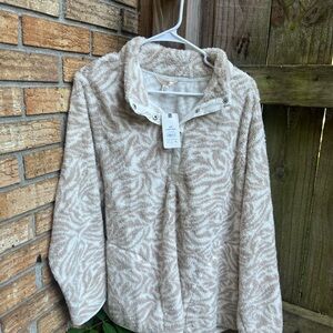 Terra & Sky Cream and Tan Fleece Hoodie